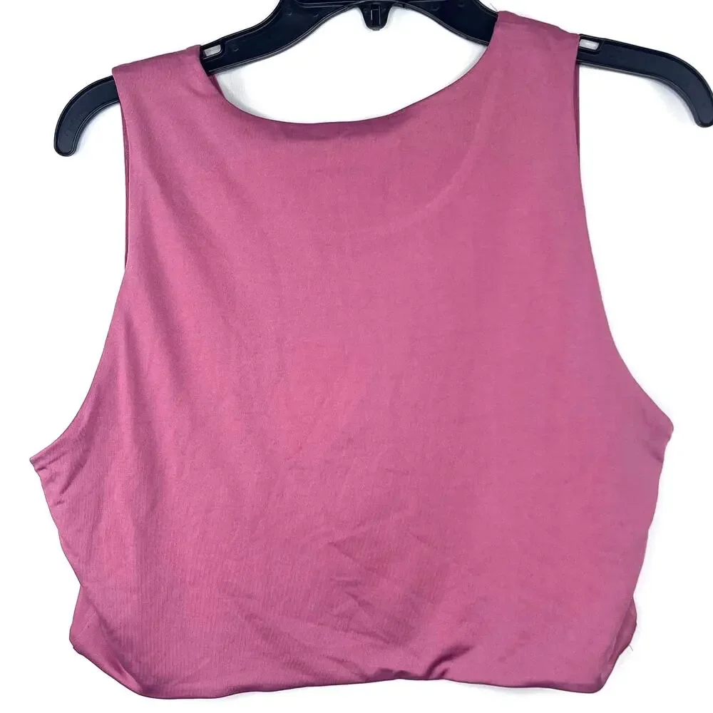 New Nina Parker Size 2X Crew Neck Pink Cropped Tank Top